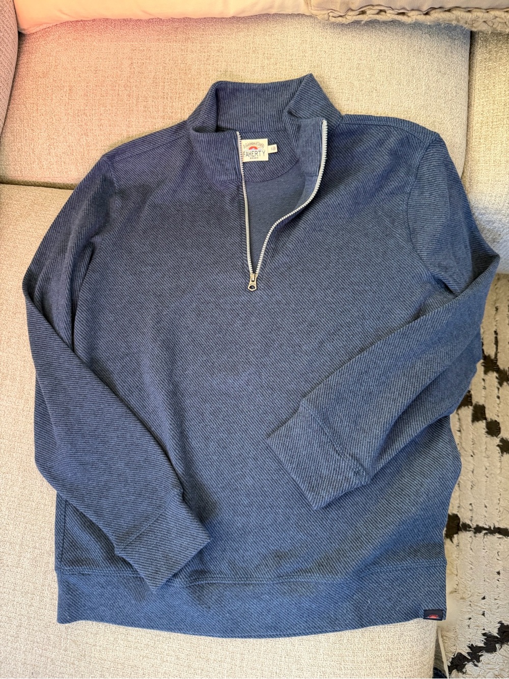 Faherty 1/4 Zip Blue Pullover Shirt Sweatshirt Knit Small